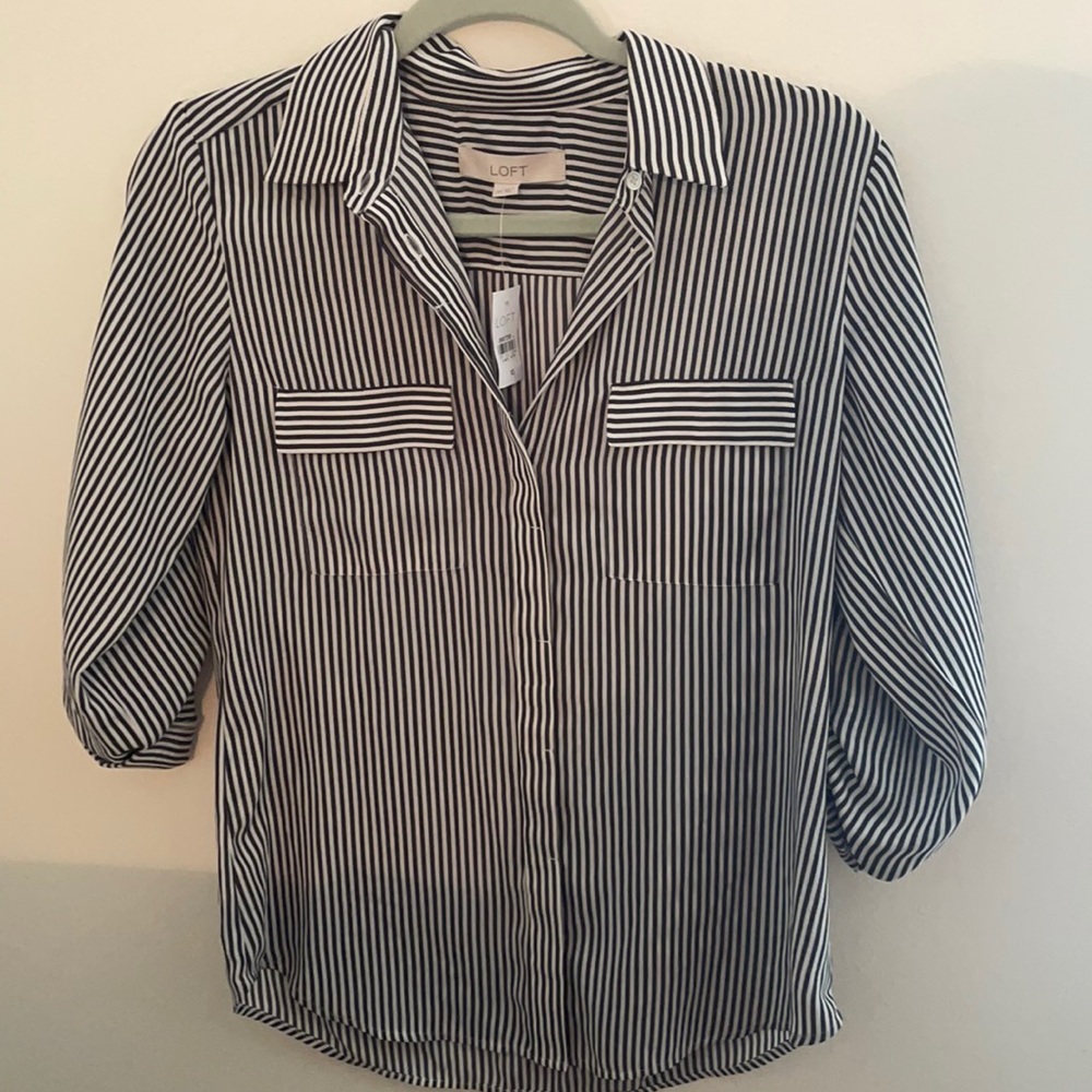 Loft striped button down with roll up sleeves